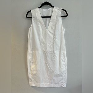 Everlane White Cotton Sleeveless V Neck Knee Length Dress Women's size 2